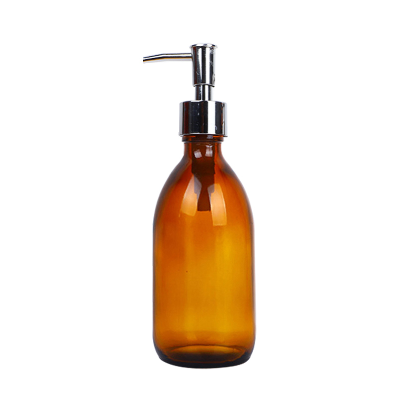 Nordic Stijl Bruin Bad Hervulbare Glazen Fles Douchegel Shampoo Druk Fles Douchegel Hervulbare Bad Opslag Flessen: B / 500ml