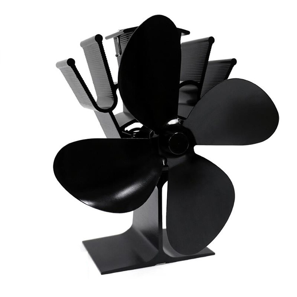 4-- bladige kachels met warmte-aangedreven ventilator, open haard, houtkachel, efficiënte warmteverdeling, ventilator, 8 kleuren optioneel: Zwart