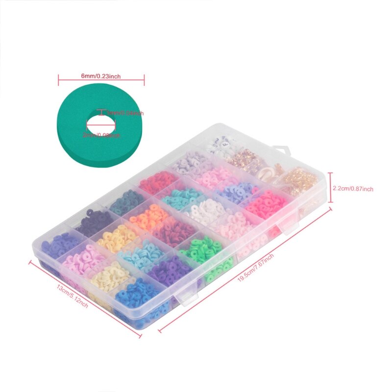 C6UD separador de cuentas de arcilla pulseras collar pendiente DIY Kit para manualidades con colgante salto anillos pulseras 6mm granos de arcilla
