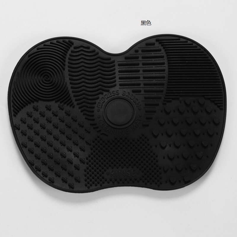 Praktische siliconen wasmat make-up kwast schuurspons make-up kwast reinigingsmat siliconen klein nummer appel pad: Zwart-wit met patroon