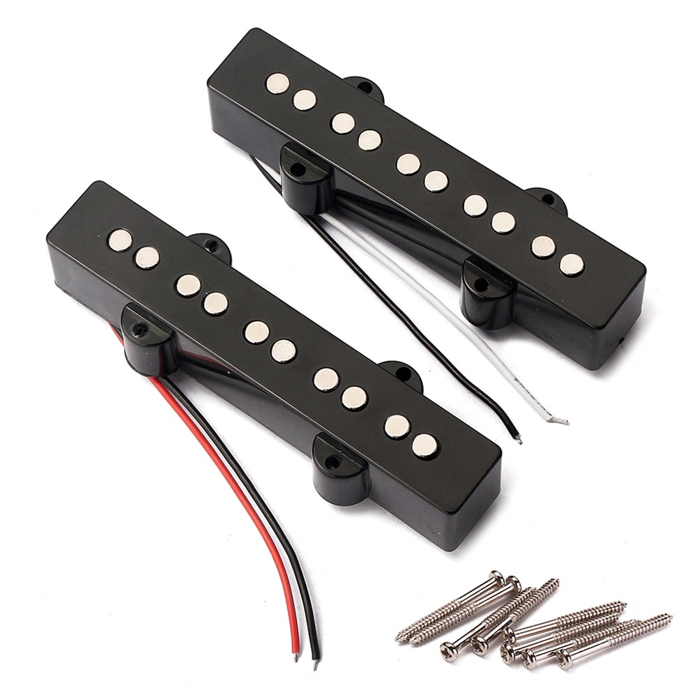 5 String Electric Bass Pickups Bridge Neck Pickups Set for Jazz Bass Guitar Open Style Guitar Parts and Accessories GMB08 Bla