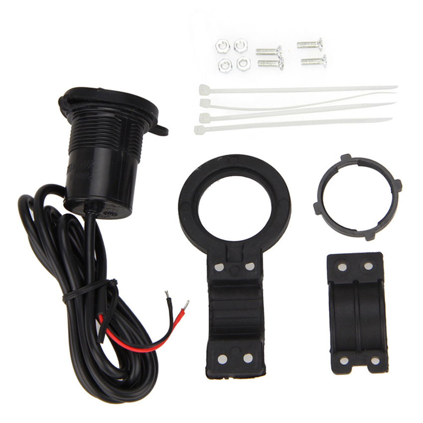 Waterproof USB Motorcycle Mobile Phone Power Supply Charger Port Socket 12V Black Motorcycle Accessories