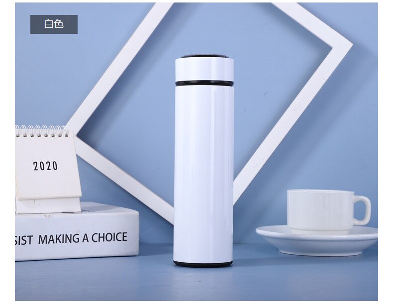 Bouteille thermos d&#39;eau chaude de 500 ml, flacon à thé ou café, sous vide, avec filtre en acier inoxydable 304, style sportif, tasse thermique, pour le bureau: white