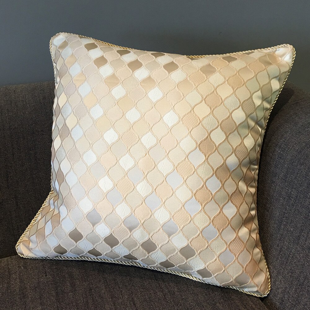 Moderne geweven polyester jacquard kussenhoes decoratieve kussensloop ivoor bloemen ruit 45 x 45 cm vierkant verkoop per stuk