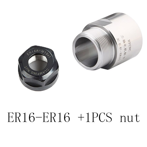 1pcs adapter er11 er16 er20 er25 er32 Extension rod spindle motor Rotor engraving machine spindle motor shaft sleeve: ER16-ER16 with nut
