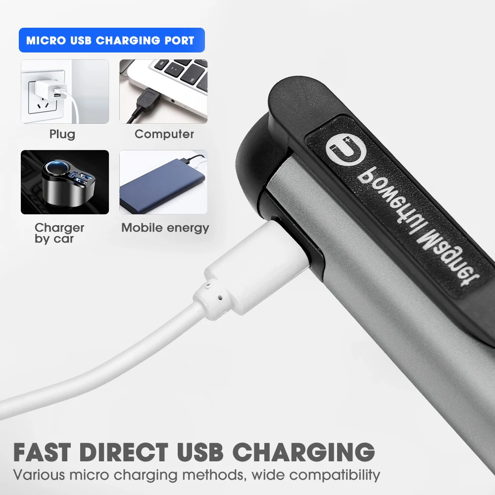USB oplaadbare mini LED-zaklamp met clipmagneet Werklamp Lantaarn Draagbare noodtype-C-lamp Waterdichte zaklamp
