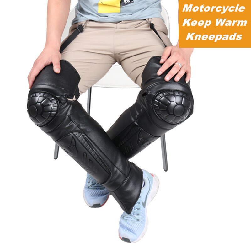 2 teile/los Motorrad Reiten Schutz Knie Pads Winter Leder Wasserdichte Warme wolle Motorrad Kneepad Beine Wärmer Rodillera Moto