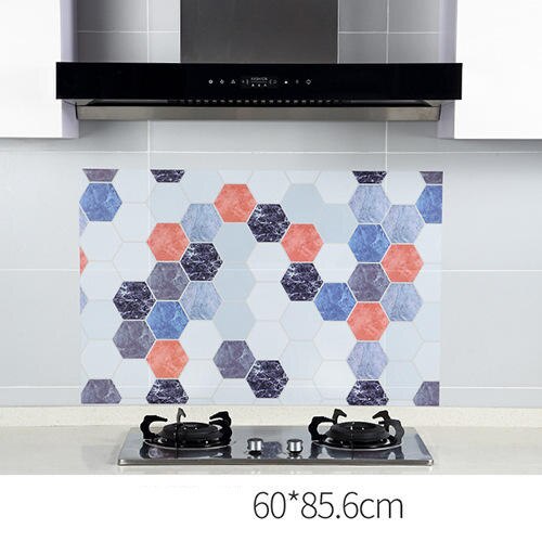 Anti-olie væg klistermærker høj temperatur køkken selvklæbende væg papir vandtæt badeværelse fliser væg plakat 60*85cm 60*300cm: Rød 1
