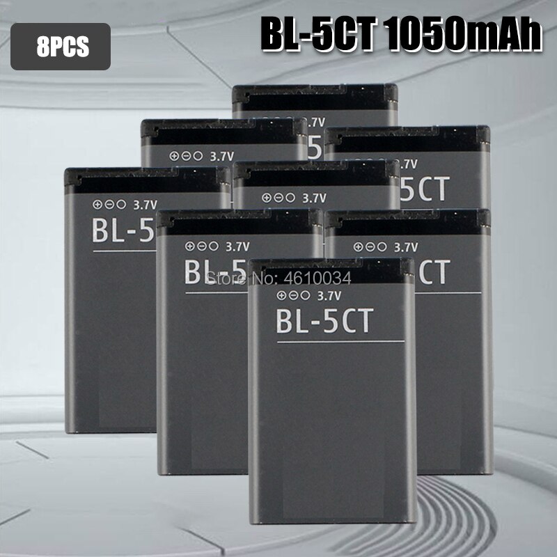 Bl -5ct bl 5ct genopladeligt mobiltelefon erstatningsbatteri til nokia  c5-00 6303 c3-01 3720 classic batteri: 8 stk