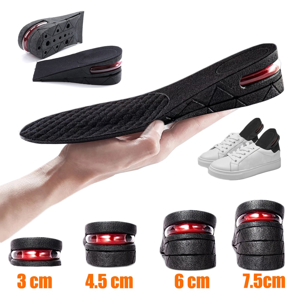 3-7.5cm Height Increase Insoles for Men Women Feet Heel Lift Inserts Height Adjustable Shock Absorption Heightening Shoe Pads