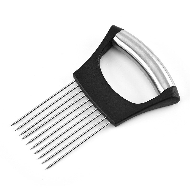 Onion Fork Slicer Stainless Steel Loose Meat Needle Tomato Potato Vegetables Fruit Cutter Safe Aid Tool Kitchen Gadgets: Light Grey