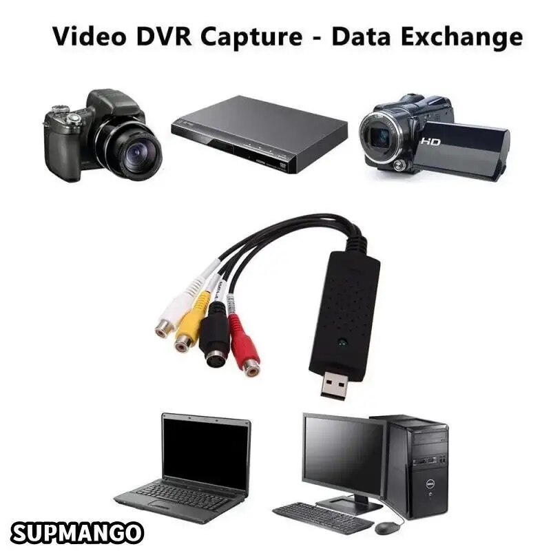Usb 2.0 video-lydkonverter opptakskort lett lokk video-lydkonverter tv dvd vhs lydopptaksadapterkort tv video dvr