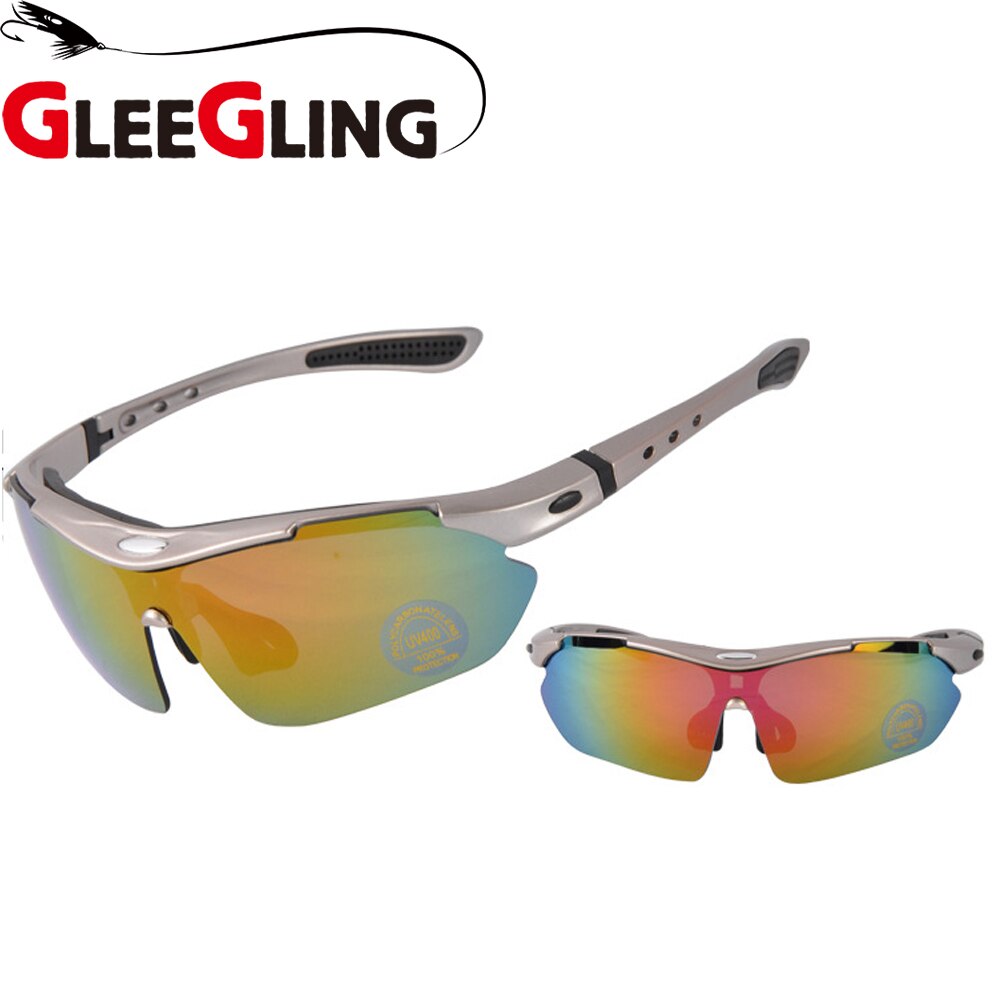 GLEEGLING 9400 1Set 5 Lens Man Vissen Gepolariseerde Zonnebril Lunette Polarisantes Homme UV400 Zonnebril Over Bril Gepolariseerde: Silver