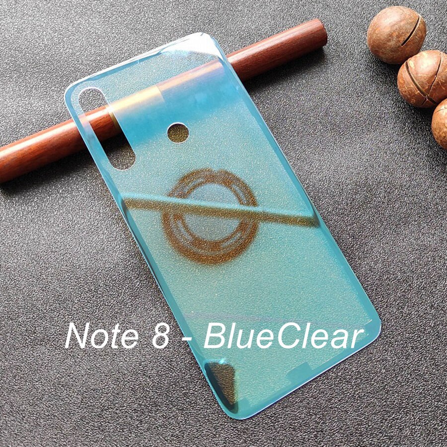 Voltar vidro capa para xiaomi redmi note8 nota 8 pro bateria capa traseira habitação painel da porta substituição + adheisve adesivo m1908c3jh: Note8-BlueClear