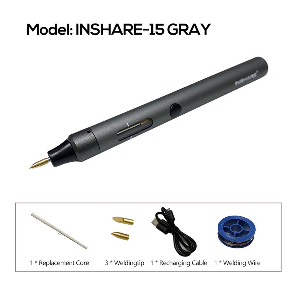 Household Mini Portable Soldering Iron USB Rechargeable Electric Welding Pen: Gray