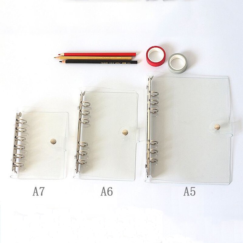 1pc Transparent Color Plastic Clip File Folder A5/A6/A7 Notebook Loose Leaf Ring Binder Planner Agenda School Office Supplies