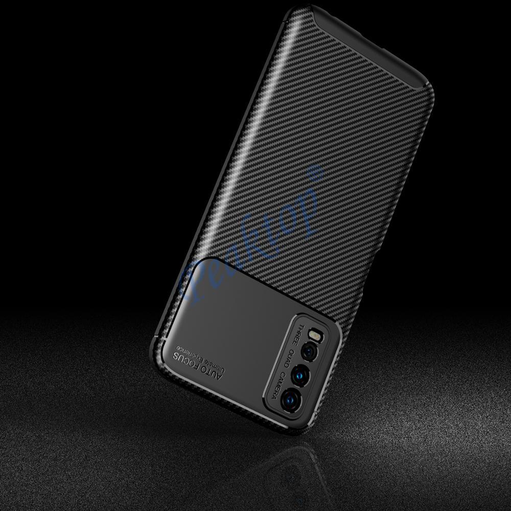 Case Voor Vivo Y20 Luxe Carbon Fiber Shockproof Soft Tpu Armor Case Voor Vivo Y20i Y20S Y11S Y12S