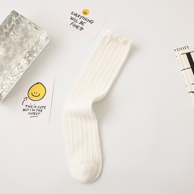 Calcetines altos hasta la rodilla para niños y niñas, calcetín de algodón, transpirable, primavera y otoño, 2022: white