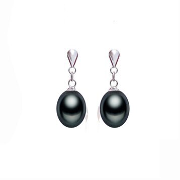 Zhboruin Natuurlijke Parel Oorbellen Voor Vrouwen 925 Sterling Zilveren Sieraden Water Parel Huwelijkscadeau: B Black