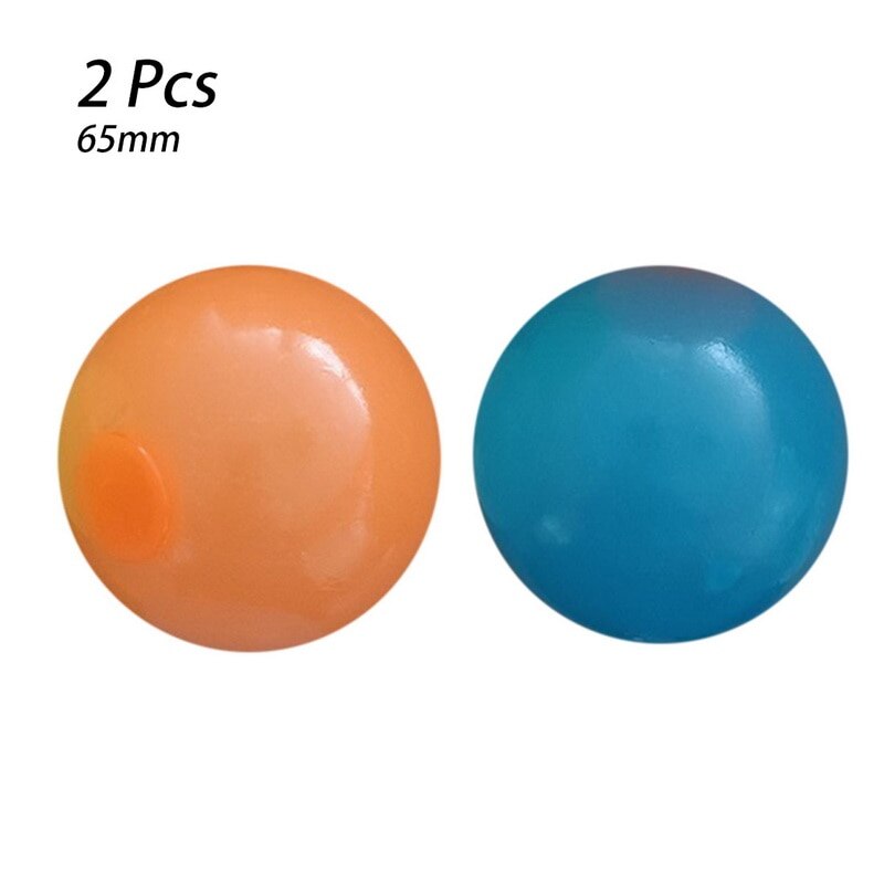 Stick Wall Ball Catch Throw Glow In The Dark Toys for Children Mini Luminous Stick Juggle Jump Wall Ball Games Sticky Squash: 6.5cm blue orange