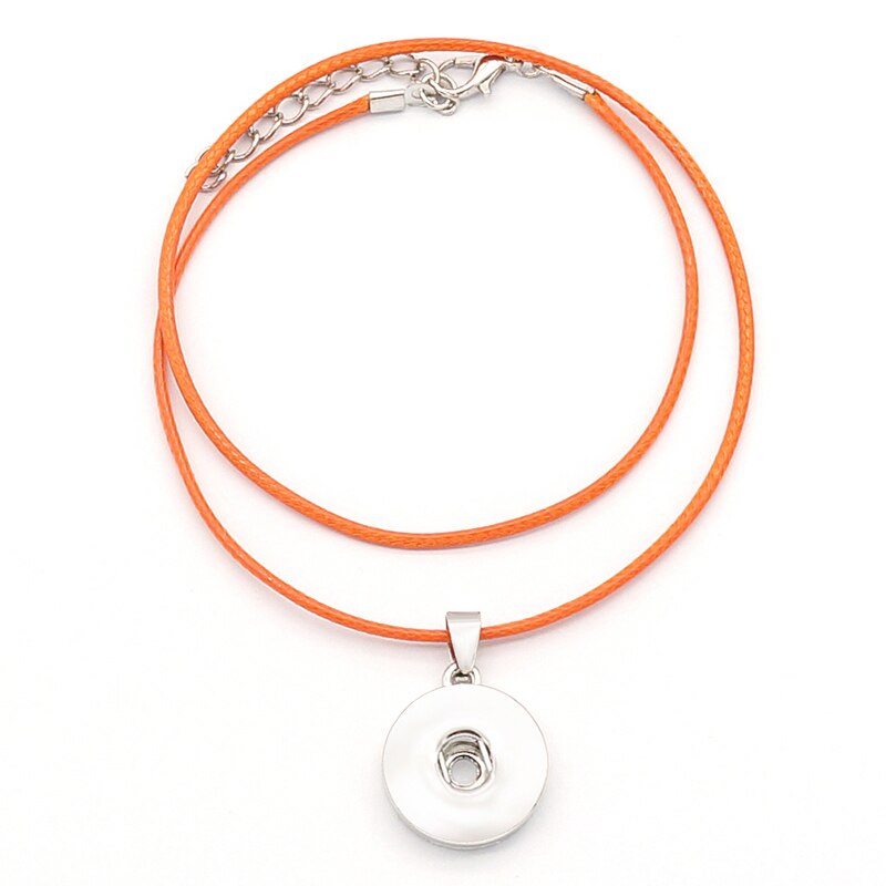 simple Beauty colorful Wax line rope Snap necklace Collar 42cm Lobster Buckle fit DIY 18MM snap buttons DJ0164: orange