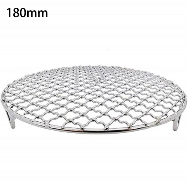 Rund grill bbq grill net masker stativer gitter rund rist dampnet 304 rustfri ståltråd ovn grillplade: 180mm