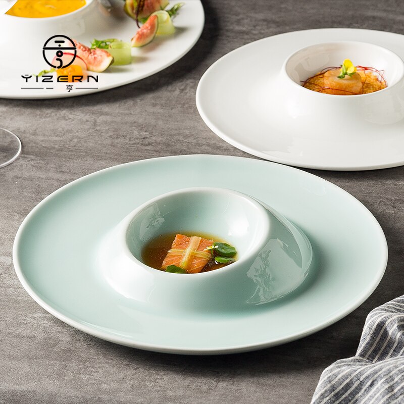 White Ceramic Steak Plate Sushi Plate Flat Plate Special-shaped Dish Plate Home Western Tableware Dessert Cake Plate