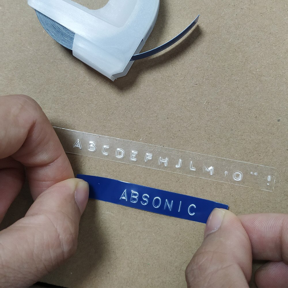 Absonic 2PK 9mm 3D Embossing PVC Label Tapes Compatible Dymo 1610 1880 12965 Manual Label printers for Motex E101 Label Makers