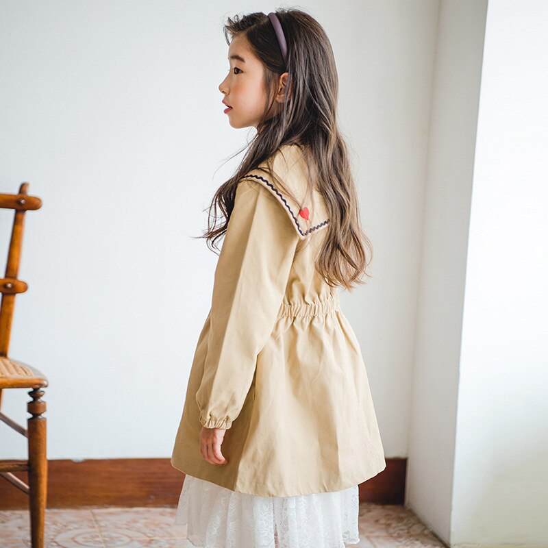 Trench Coat for Young Girls Cotton Clothing Children Coat Kids Overcoats Floral Pattern Child Spring Outwear Autumn Long Clothes