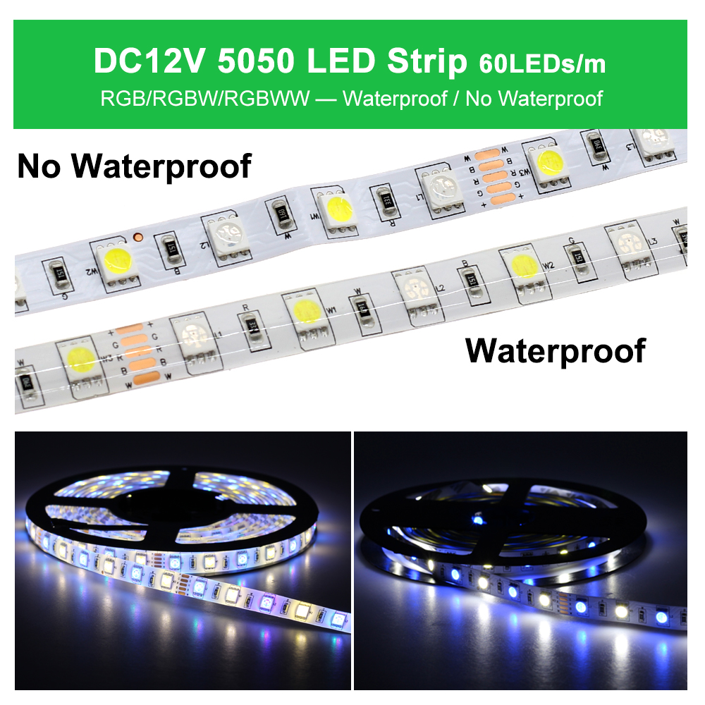 5M 5050 LED Strip DC12V RGB/RGBW/RGBWW Flexibele Licht Tape 300 LEDs RGB Kleur LED Strip set + Afstandsbediening + Power Adapter