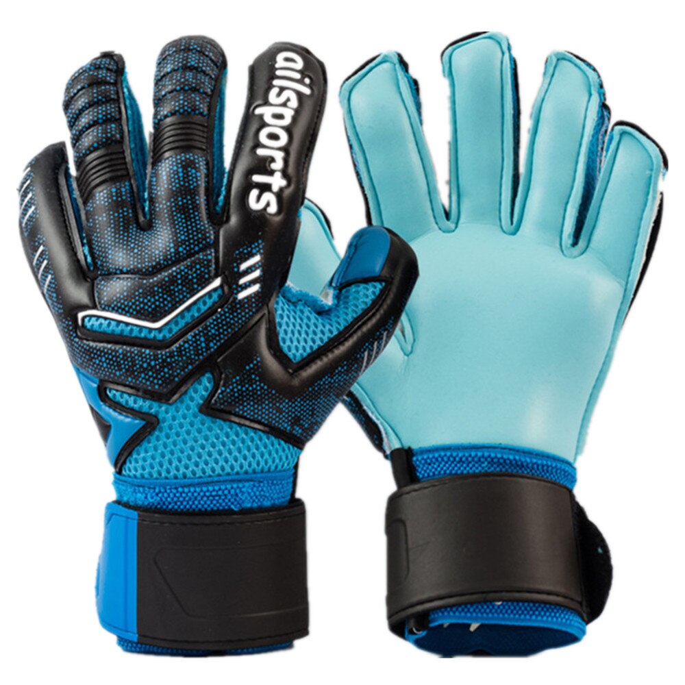 Professionelle Torwarthandschuhe für Herren und Damen, Kinder, Fußball, Fußball, Torwarthandschuhe, 4 mm, rutschfest, verdickter Latexhandschuh, 5 Finger, Sparschutz: Blau / XXL