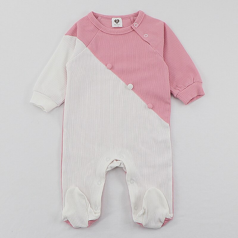 niemowlę romper prążkowane ubrania dla dzieci długie rękawy odzież dla dzieci skośne łatki kombinezony dla niemowląt niemowlę chłopiec & dziewczyny ubrania footies romper