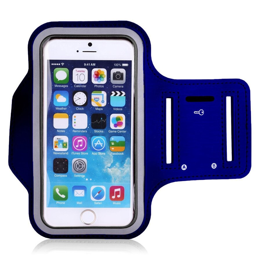 Mobiltelefon sportsarmbånd til iphone 11 12 pro x xs max  xr 7 8 plus gym kører mobiltelefonarmbånd til samsung universal: Mørkeblå