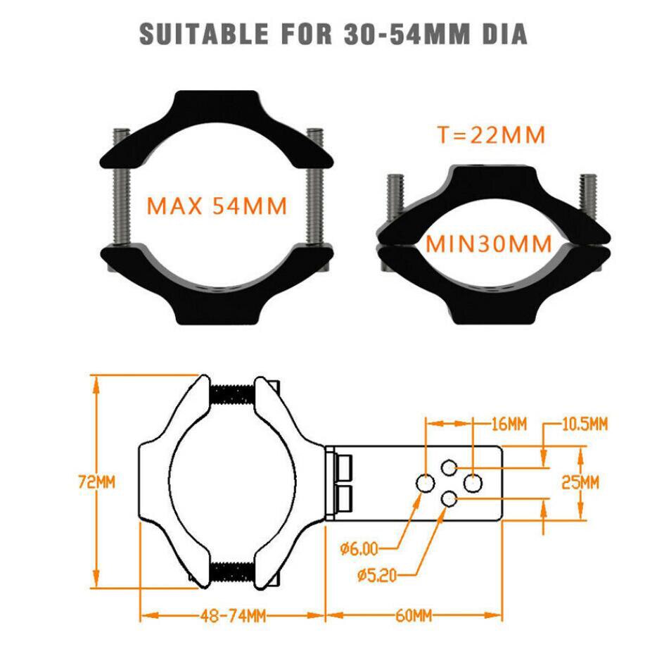 2 Pcs Universal 30-54mm Lamp Mount Motorcycle Spotlight Fog Lamp Brackets Head light lamp holder Adjustable Fork Mount Clamp