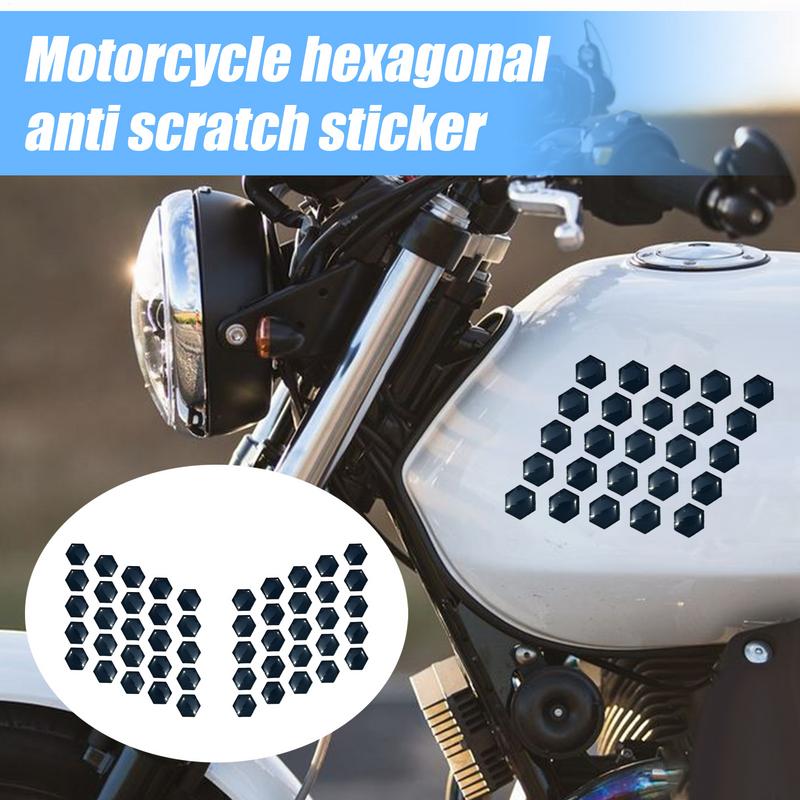 2 Blatt kratzfeste Motorradaufkleber, Motorrad-Schutzpolster, 3D-sechseckige, wasserdichte Gummisaufkleber, Lackschutz