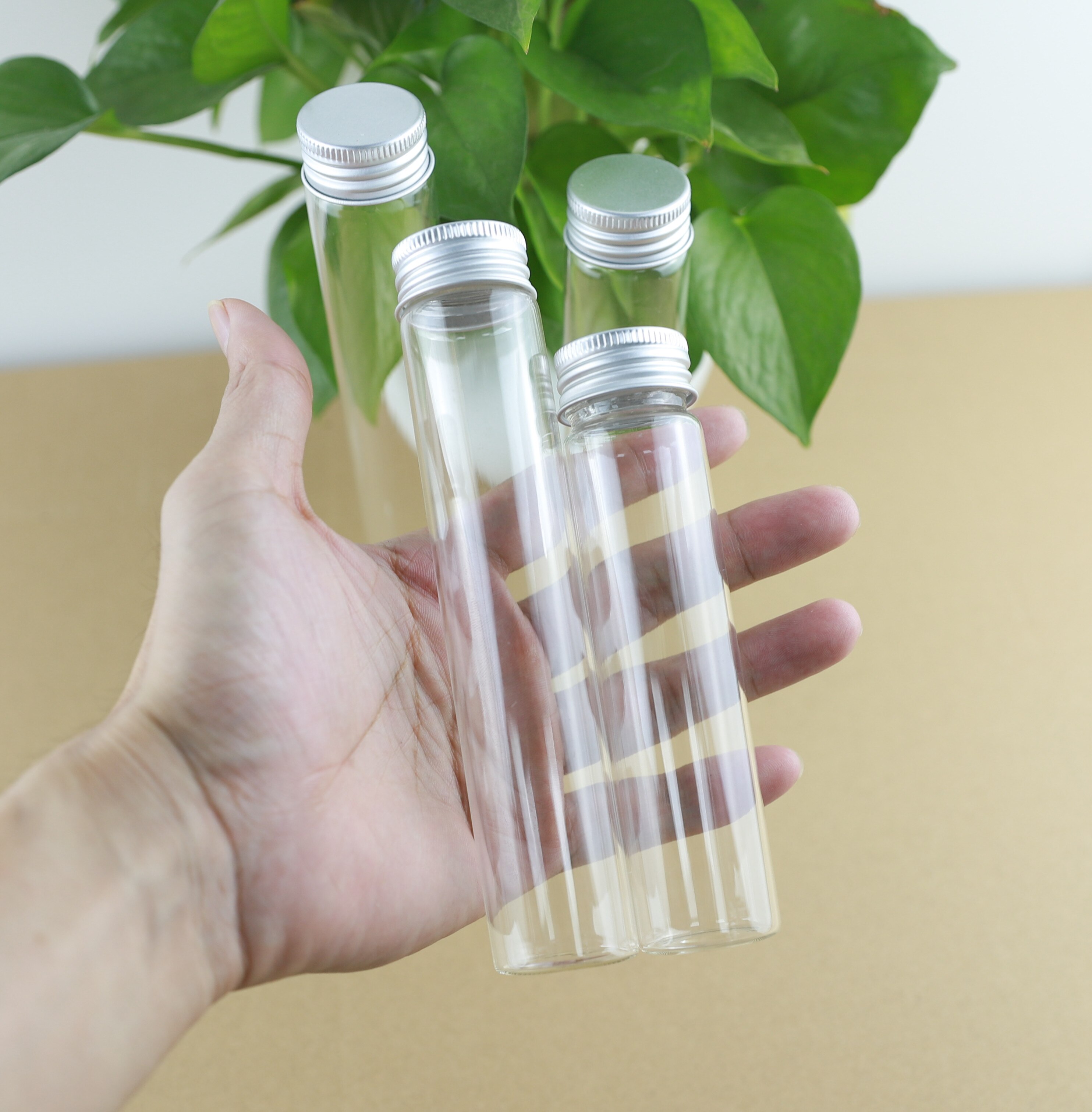 12 Stks/partij 60Ml/80Ml/100Ml/110Ml Glazen Flessen Aluminium Cap Leuke Jar Flesjes diy Craft Container Transparante Parfumflesjes