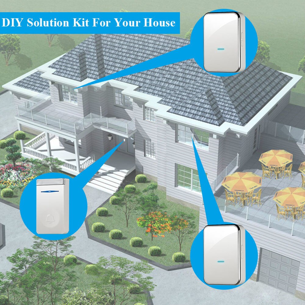 Self generation Wireless Doorbell, Waterproof Door Chime Kit Operating Over , 45 Melodies, CD Sound doorbell