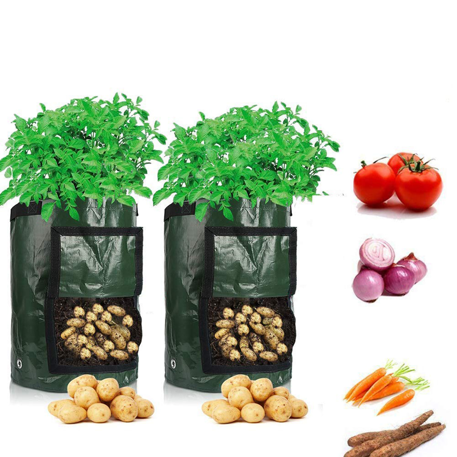 Kartoffeldyrkning plantning vævet stofposer havepotter planters grøntsagsplantningsposer vokse taske gård hjem haveværktøj  d30