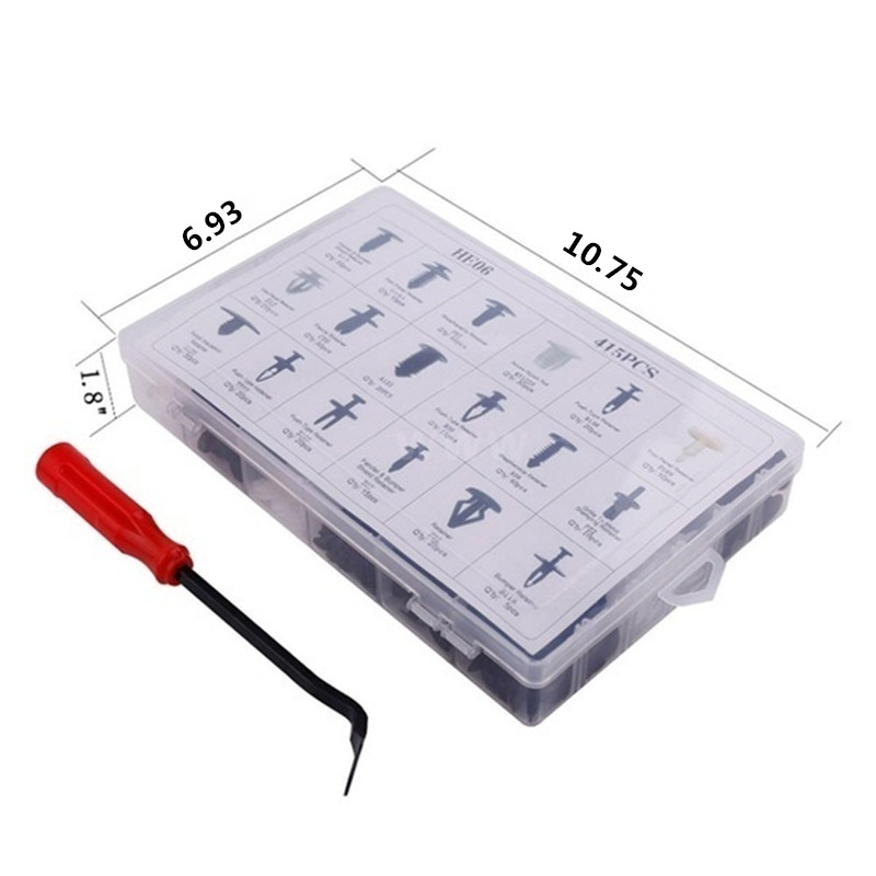 415 Pcs Car Retainer Clips &amp; Plastic Fasteners Kit - 18 Most Popular Sizes Auto Push Pin Rivets Set -Door Trim Panel Clips