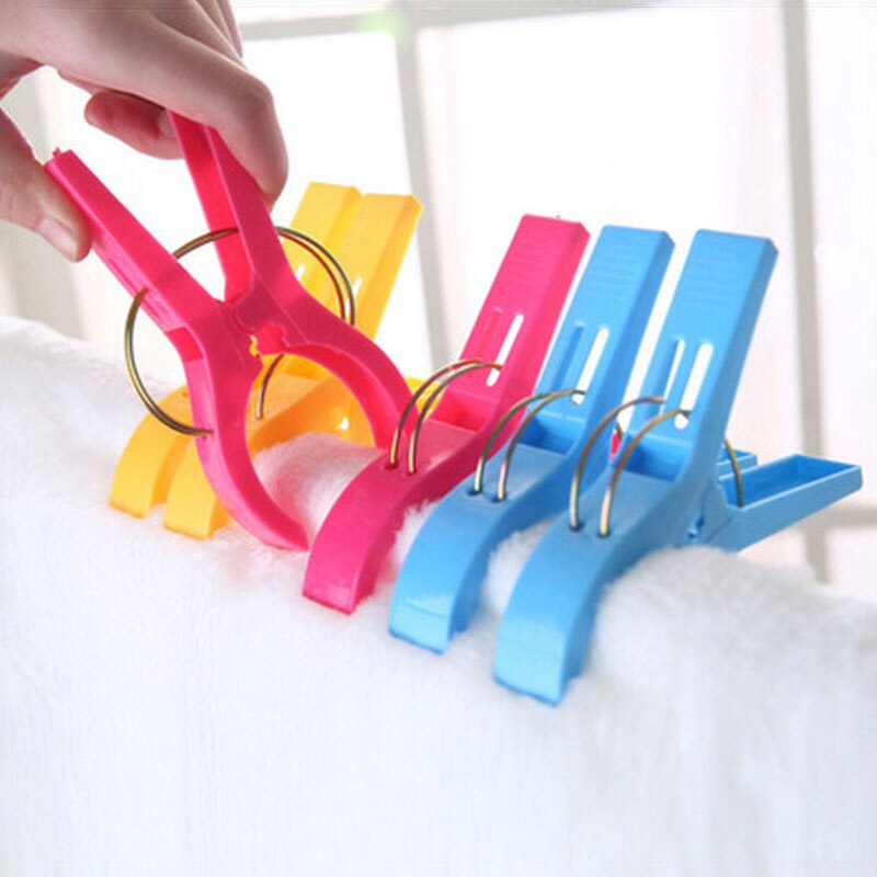 4/6pcs Laundry Plastic Clothes Hanger Clips Towel Clothes Pegs Clothespin Sheets Drying Sunbed Beach Accessories Portable