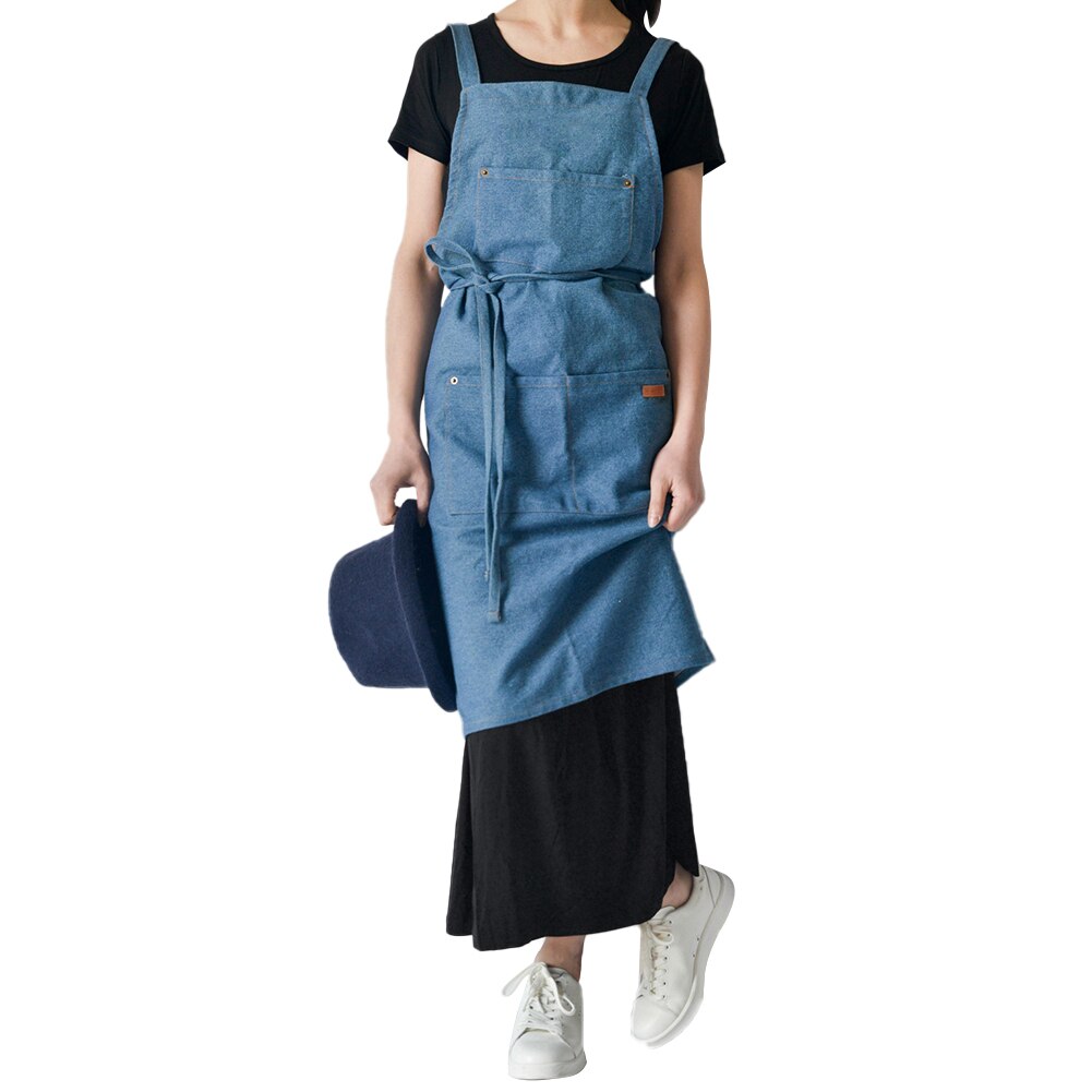 Unisex Denim 3 Apron Colors Pockets Adjustable Bib Chef with Gardener Waiter Serving Aprons Sleeveless Household Cleaning Tools: Light Grey