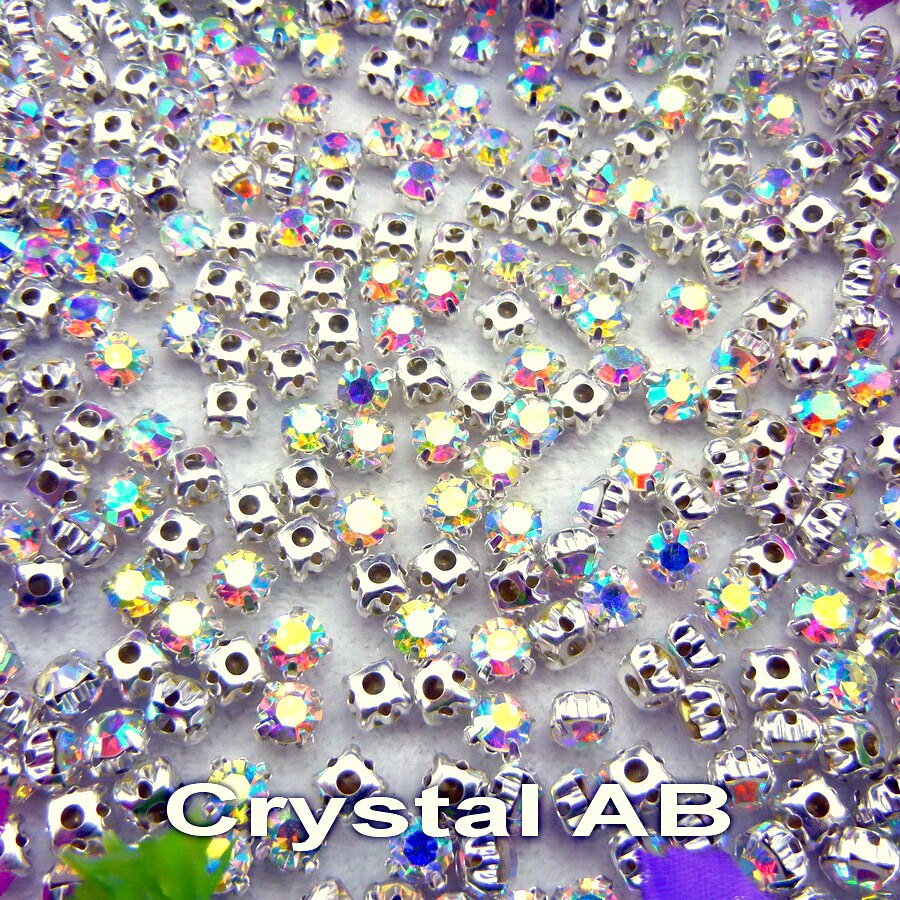 Fabrik direkte 3mm 4mm 5mm 6mm 7mm 8mm sy på krystal ab glas krystal rhinestone perler sølv klo tøj diy trim