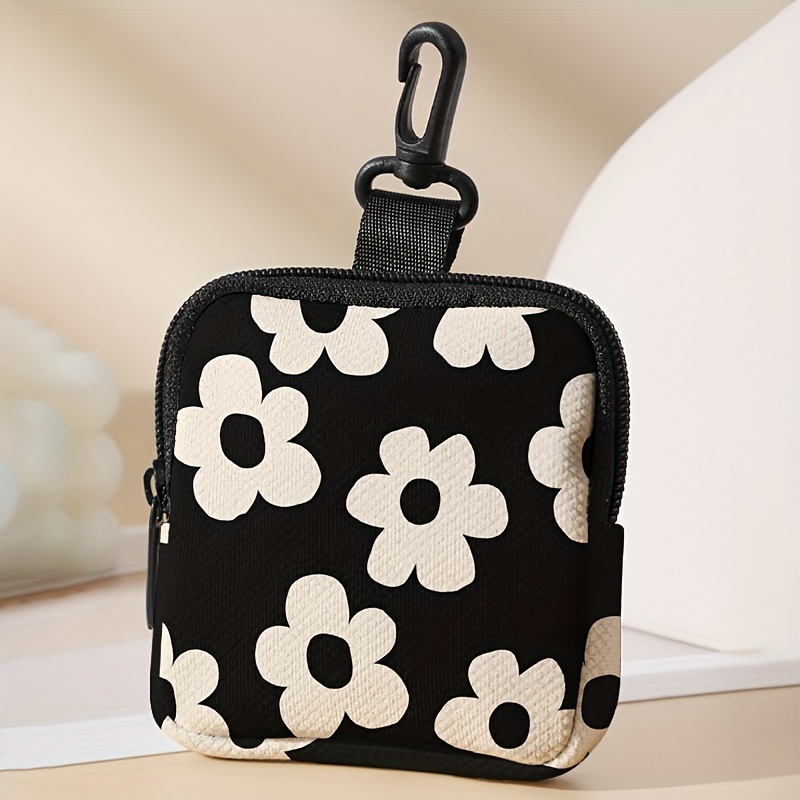 1 small flower pattern printed large capacity coin wallet, digital printed coin wallet storage bag, ideal choice for