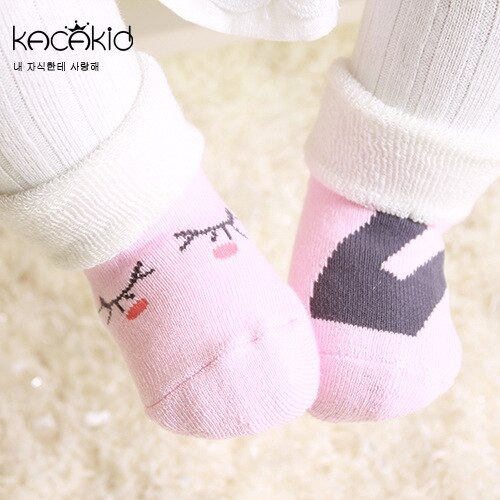KACAKID Official Store Thick Warm Baby Socks Unisex Cartoon Patterns Boys Girls Warm Baby Socks Cotton Comfort Baby Socks Ka1083: Pink / 24M