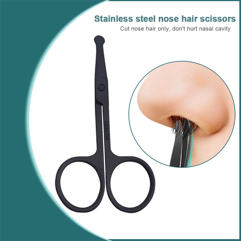 Nose Hair Scissors Mini Stainless Steel Round Head Beauty Trimmer Nose Hair Trimmer Portable Ergonomics Nose Hair Cutter
