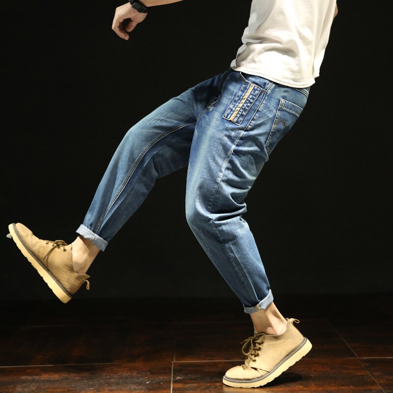 Harem jeans mannen harembroek mannelijke plus size losse casual broek denim homme 100% katoen Plus size volledige lengte mens broek
