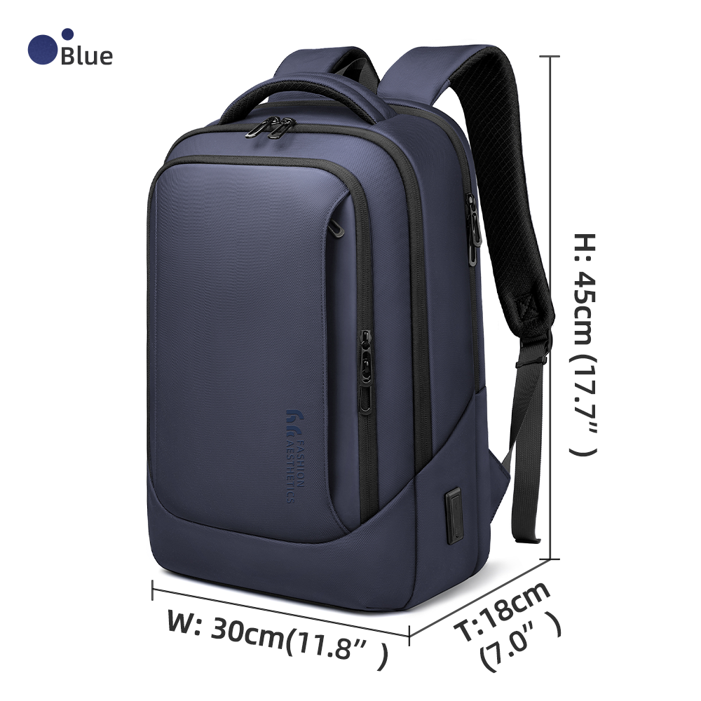 Mochila de negocios HK, bolso multifuncional para ordenador portátil de 15,6 "para hombre, mochilas de viaje de gran capacidad, mochilas escolares impermeables, mochila de trabajo: Azul