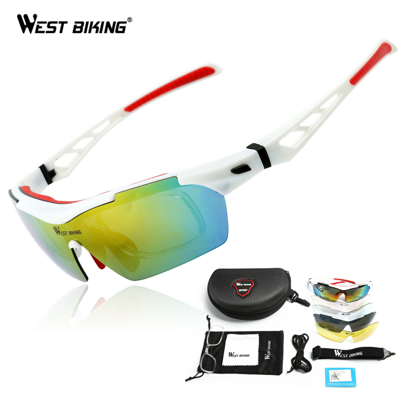 WEST RADFAHREN Radfahren Sonnenbrille Polarisierte 5 Objektiv Winddicht Anti-fog Mypia Rahmen Sport MTB Fahrrad Brillen Radfahren Gläser