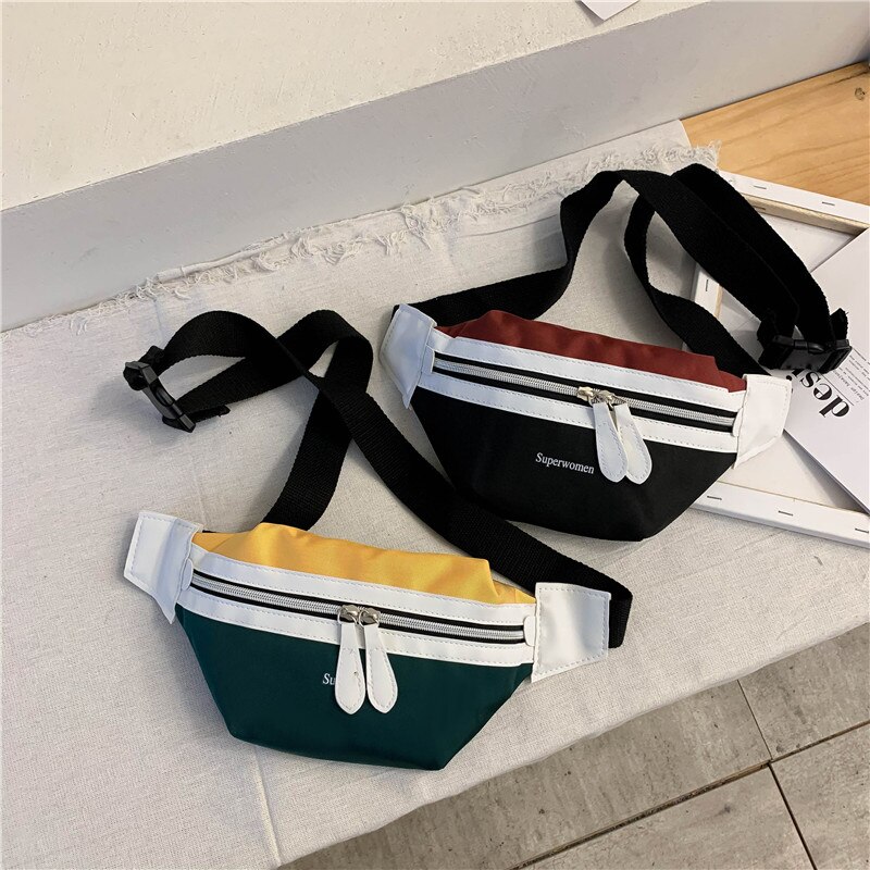 Leisure Tailleband Vrouwen Canvas Kleuraanpassing Een Schoudertas Student Rugzak Mode Borst Laterale Airbags Reizen Mobiele Zak