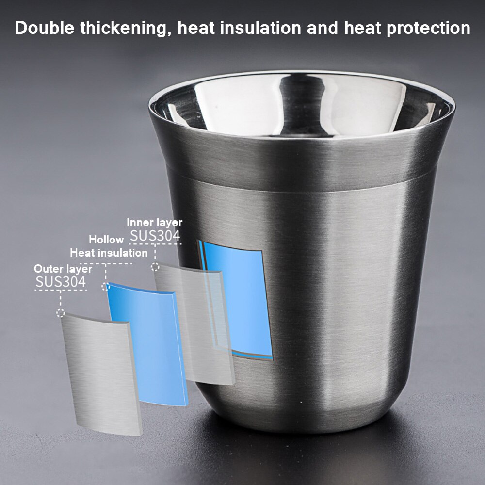 Stainless Steel Coffee Cup Double-Layer Heat Insulation And Anti-Scalding Capsule Coffee Cup 80ml 160ml